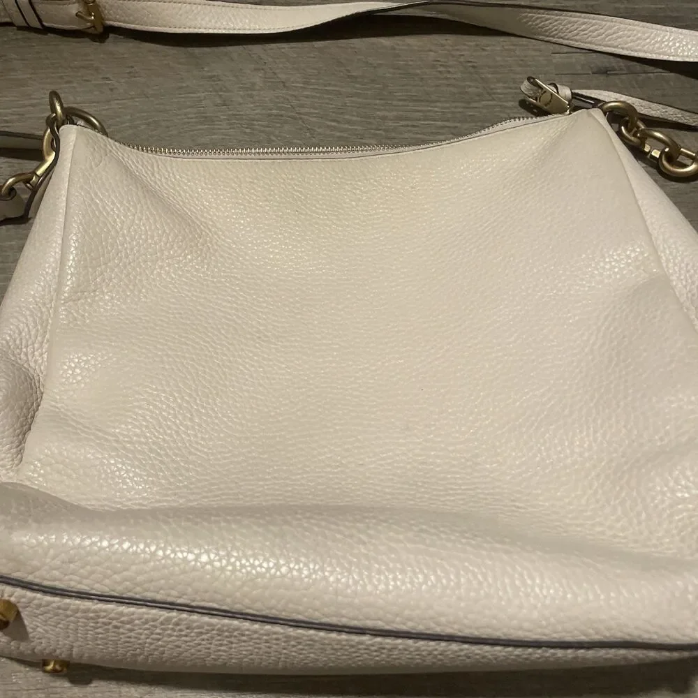 Coach Shay Shoulder Bag Pebble Leather Cream Bone Ivory 93811 Brass